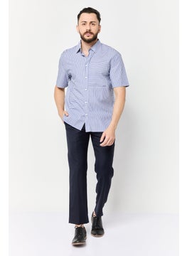 SELECTED Men Drop Shoulder Fit Stripe Short Sleeve Causal Shirt, Multicolor  - Image 2