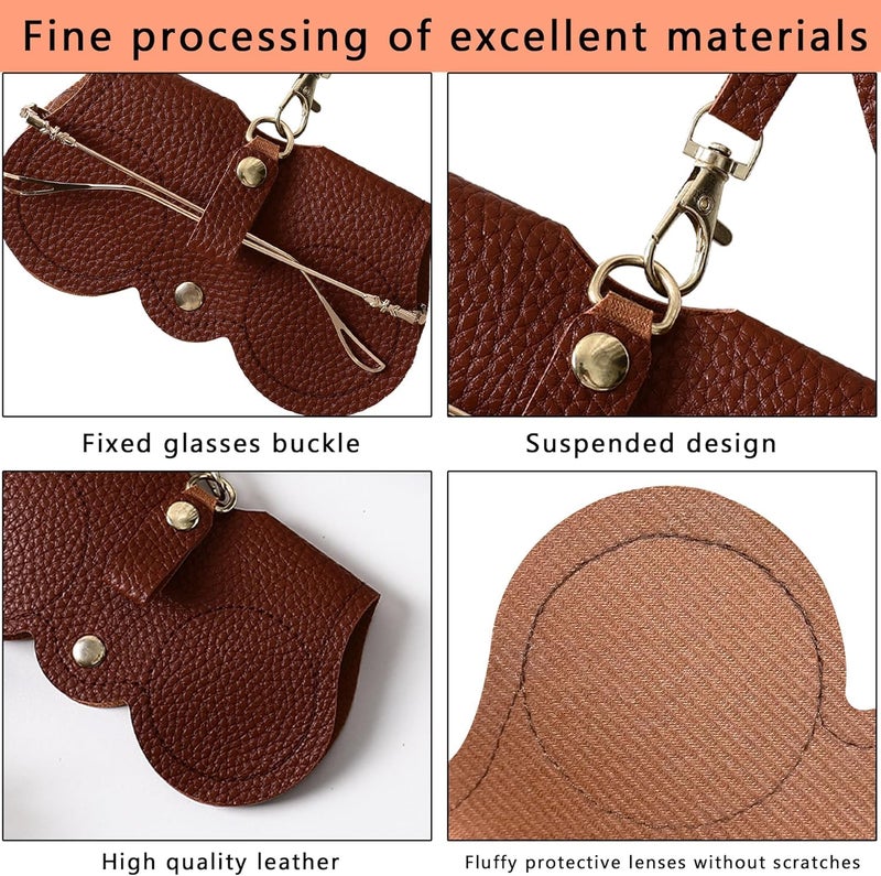 DIVUE Leather Sunglasses Case, Sunglasses Eyewear Case Artificial Leather Button Cover,Portable Outdoor Travel Holder Eyeglasses Bag,Sunglasses Pouch,Spectacles & Goggles For Men & Women - Image 2