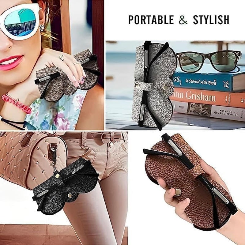 DIVUE Leather Sunglasses Case, Sunglasses Eyewear Case Artificial Leather Button Cover,Portable Outdoor Travel Holder Eyeglasses Bag,Sunglasses Pouch,Spectacles & Goggles For Men & Women - Image 3