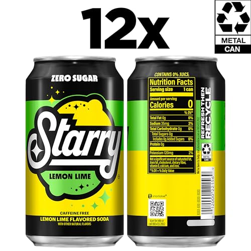 Starry Zero Sugar Lemon Lime Soda, 12 Fl Oz Cans (Pack of 12) - Image 2