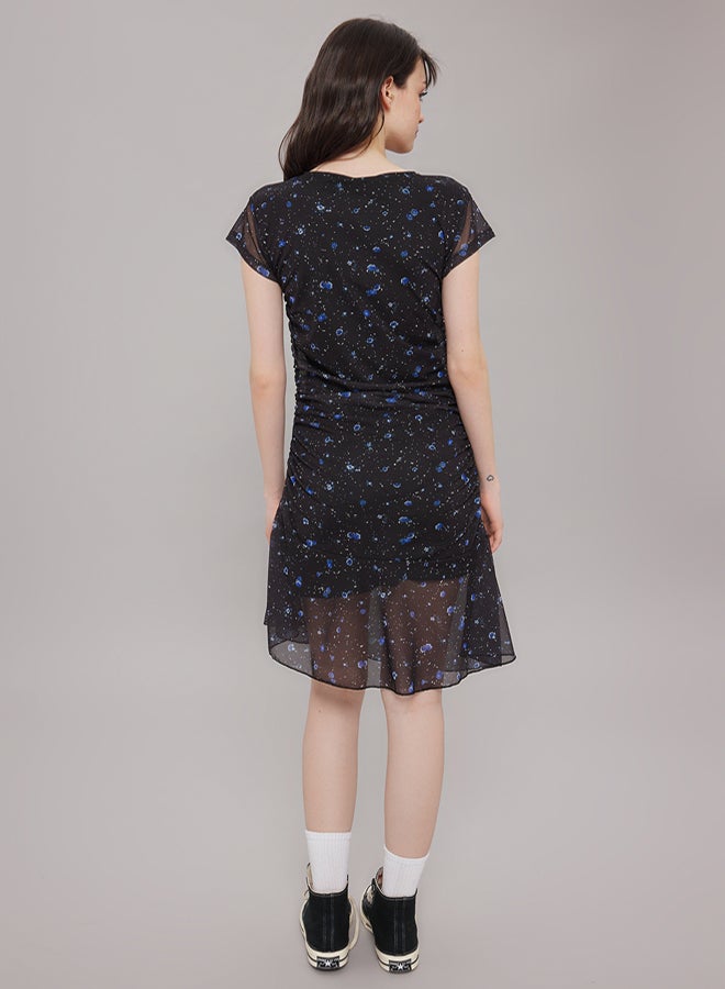trendyol Black Floral Print Printed Dress with Stretchy Fabric - Image 4