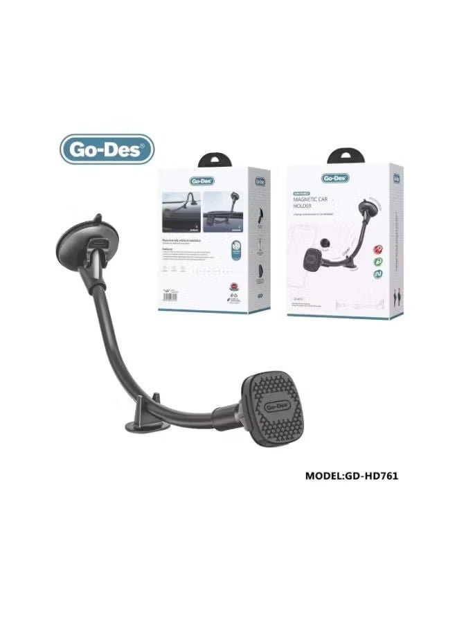 Go-Des GD-HD761 Magnetic Car Phone Holder – 360° Rotation, Flexible Long Arm, Universal Mount for Smartphones - Image 1