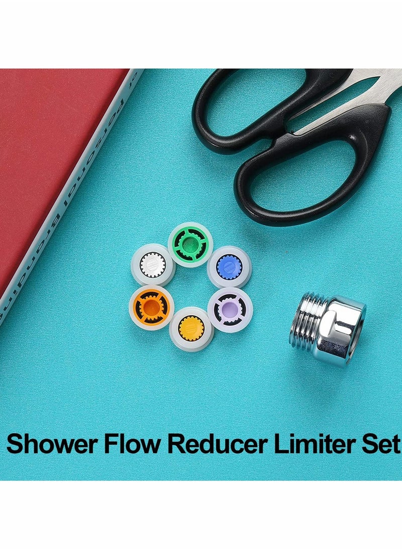 Excefore - Shower Flow Reducer Limiter Set, Shower Head Flow Restrictor Water Saver Adapter Water Flow Saver Adapter Set for Fixed Shower Head and Handheld Shower 1.2/ 1.5/ 1.8/ 2/ 2.2/ 2.5 GPM - Image 1