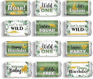 Epakh Epakh 90 Pieces Jungle Animals Candy Wrappers Wild Mini Candy Bar Wrappers Baby Shower Candy Bar Label Safari Animal  - Image 1