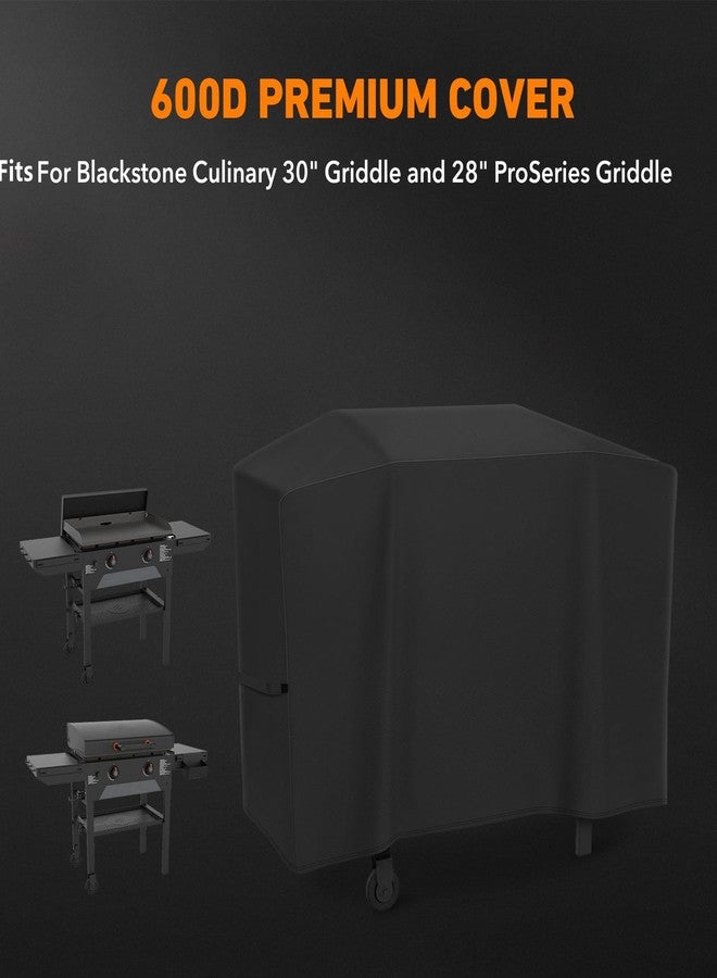 ZBXFCSH 600D Polyester Cover Compatible with Blackstone Culinary 30" Griddle 1901 1934 2092 2163 Compatible with Blackstone 28" ProSeries Griddle 1785 1855 1858 1886 1962 2007 2080 2152 2342 with Straps - Image 4