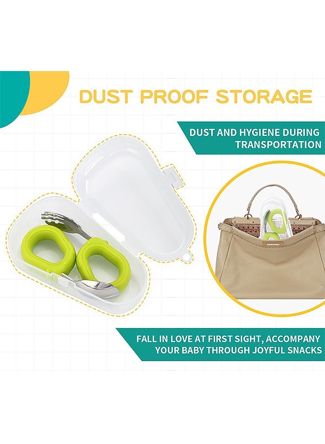 MXN Baby Fork and Spoon Set, Toddler Utensils, Boy Girl Fork Spoon Set Stainless Steel Soft Silicone Handle Boys and Girls Utensils Bendable Design Dinner Forks Spoons Feeding Utensils (Green) - Image 5