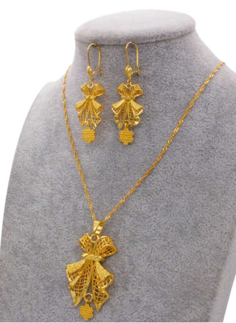 GOLDMAX 21k Gold Plated Necklace & Earrings Jewelry Set For Women  - Image 2