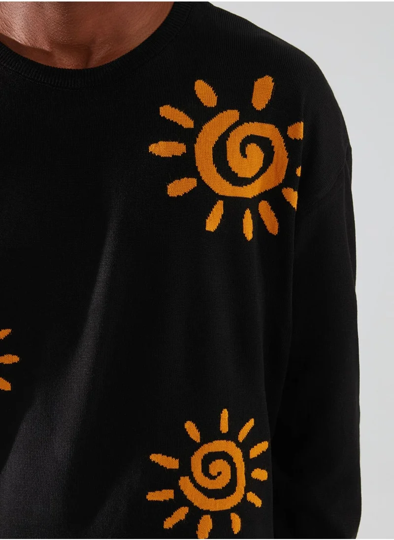 trendyol Sun Pattern Knitted Sweater