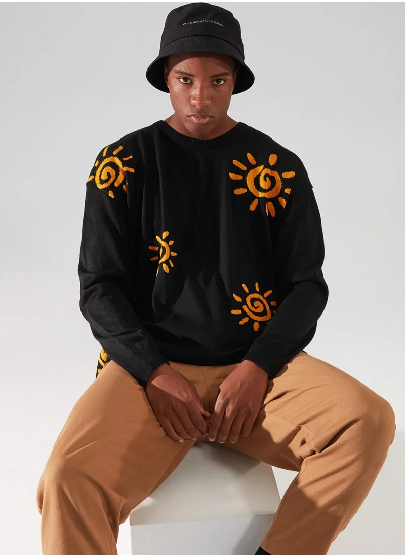 trendyol Sun Pattern Knitted Sweater