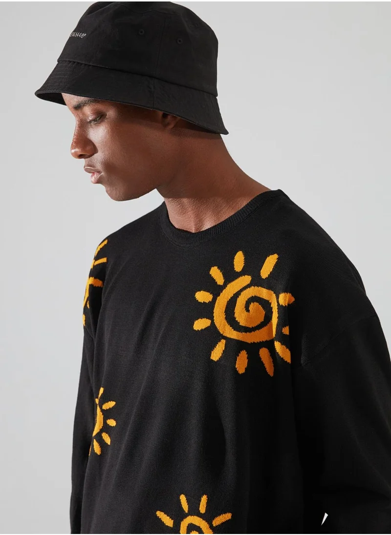 trendyol Sun Pattern Knitted Sweater