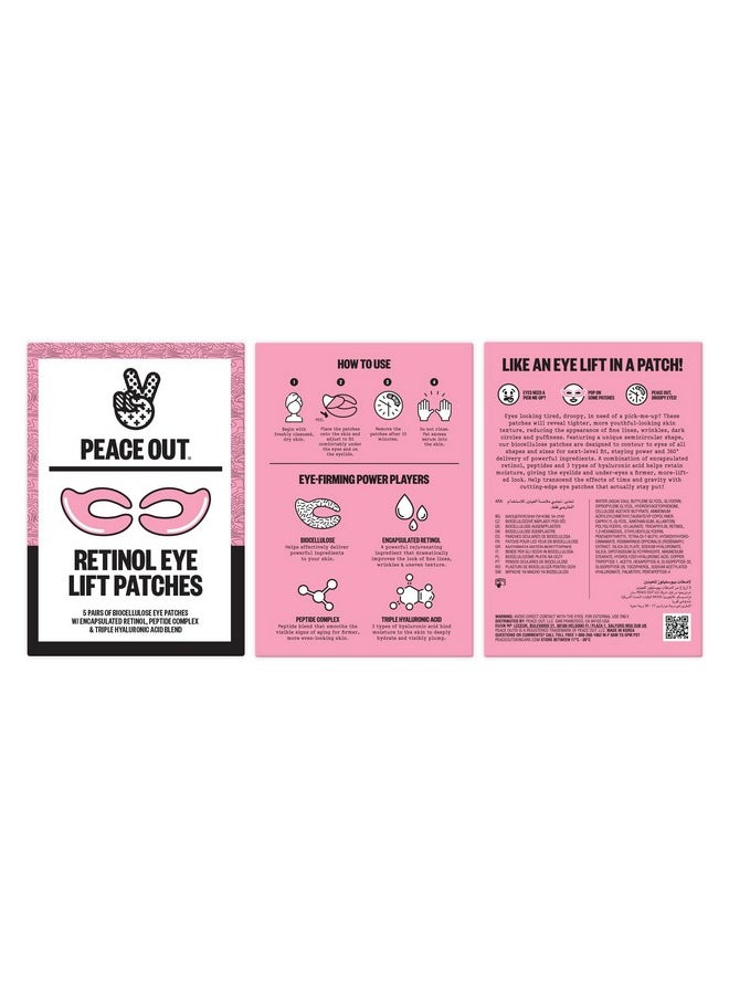 PEACE OUT - Retinol Eye Lift Patches To Lift Firm And Revitalize Tired Eyes 360° Coverage Targets Fine Lines & Wrinkles 5 Pack - Image 1