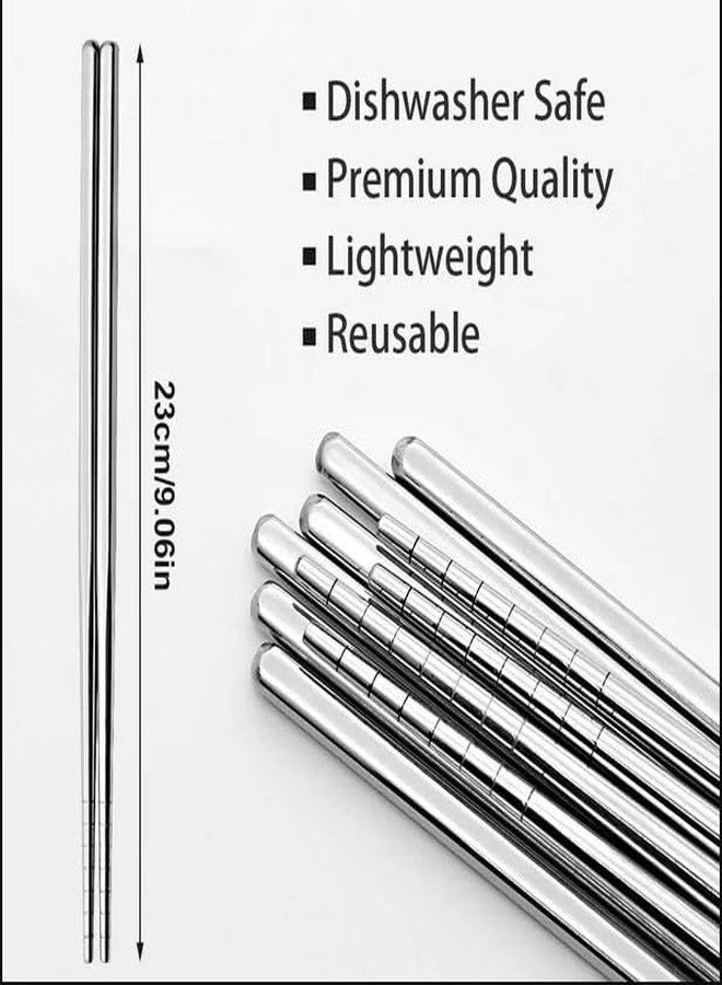 Definite Kitchen Stainless Steel Chopsticks Shuzao Design for Korean Chinese Japenese Indian Cuisines Re-usable Washable Food Safe (Pack of 5 Pair) - Image 2