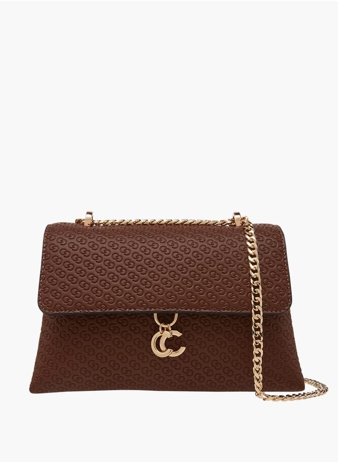 Celeste Women Monogram Embossed Crossbody Bag with Button Closure and Chain Strap  - Image 1