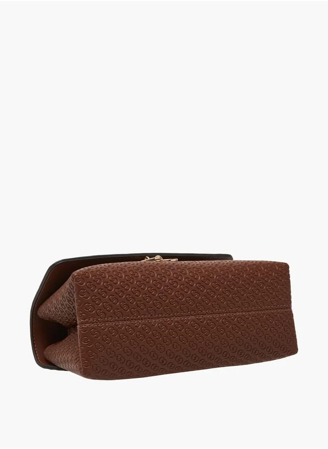 سيليست Women Monogram Embossed Crossbody Bag with Button Closure and Chain Strap
