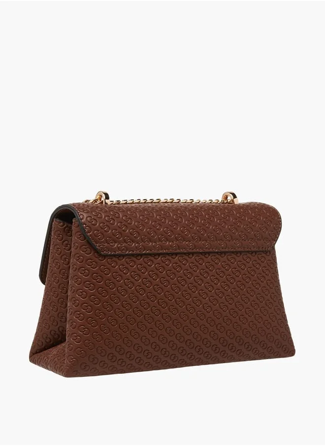 سيليست Women Monogram Embossed Crossbody Bag with Button Closure and Chain Strap