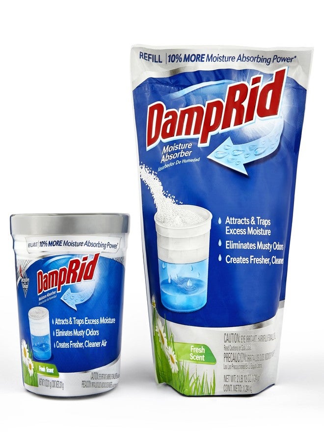 ILIOS Damp Rid Moisture Absorber Refillable System – 44oz Damp Rid Refill Bag with 11oz Cup, Odor and Moisture Absorber for Closet, Bathroom & Home, Fresh Scent– ILIOS Packaging - Image 1
