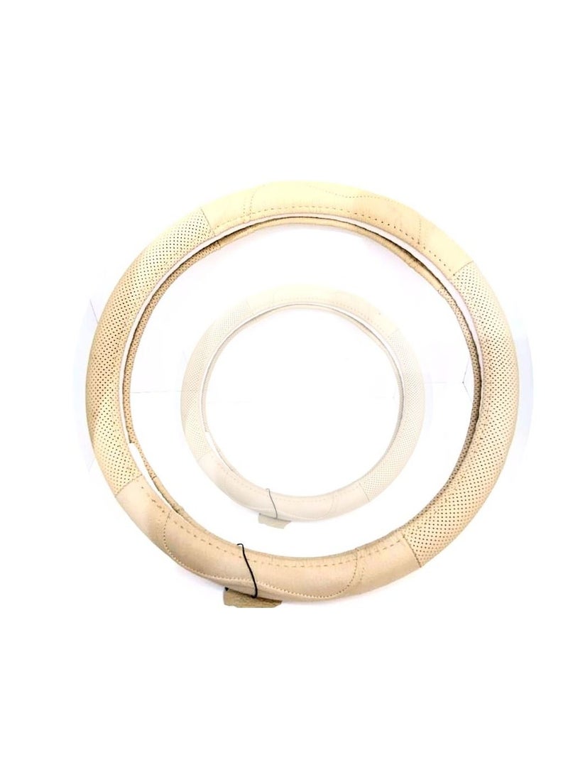 Royal Luxury Steering Wheel Cover 15"Inch (DYT-8610 BEG ) Beige Color - Image 1