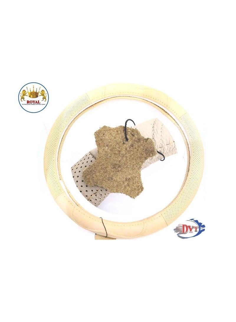 Royal Luxury Steering Wheel Cover 15"Inch (DYT-8610 BEG ) Beige Color - Image 4
