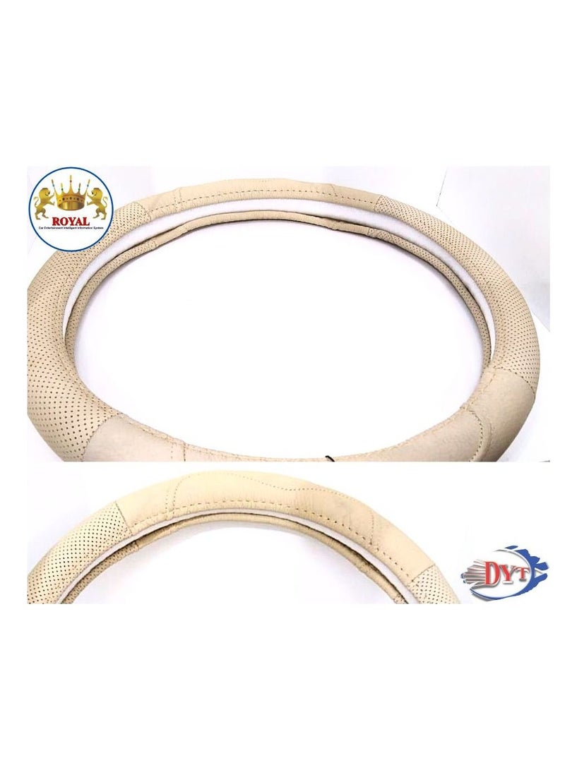 Royal Luxury Steering Wheel Cover 15"Inch (DYT-8610 BEG ) Beige Color - Image 3
