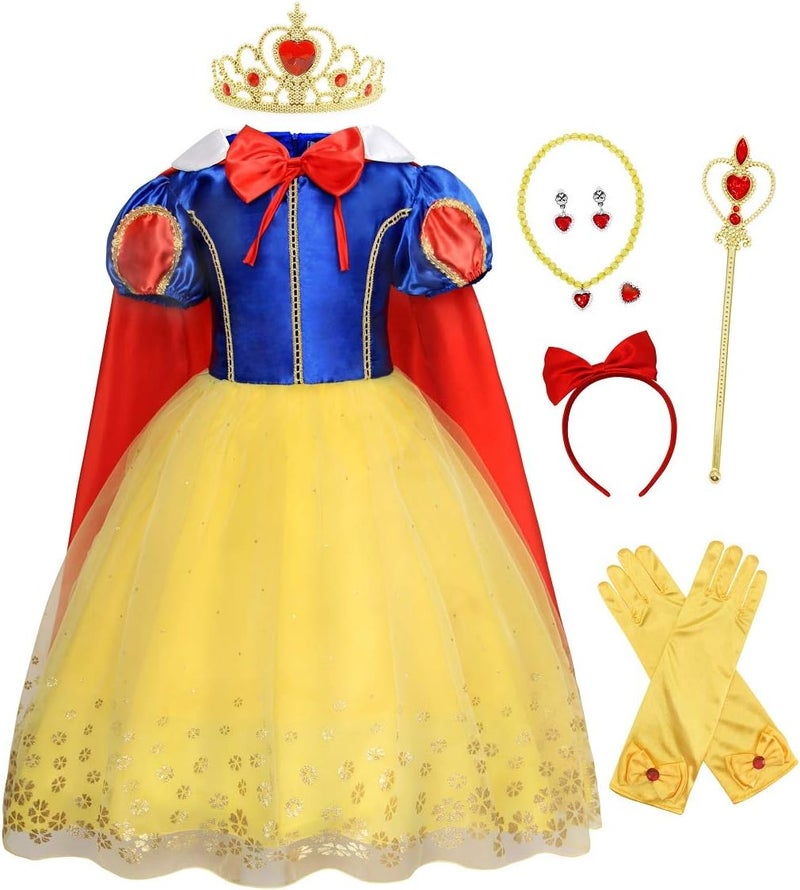 WonderBabe Girls princess dress red tutu dress Snow White Princess Costume Dress Up with Accessories - Image 1
