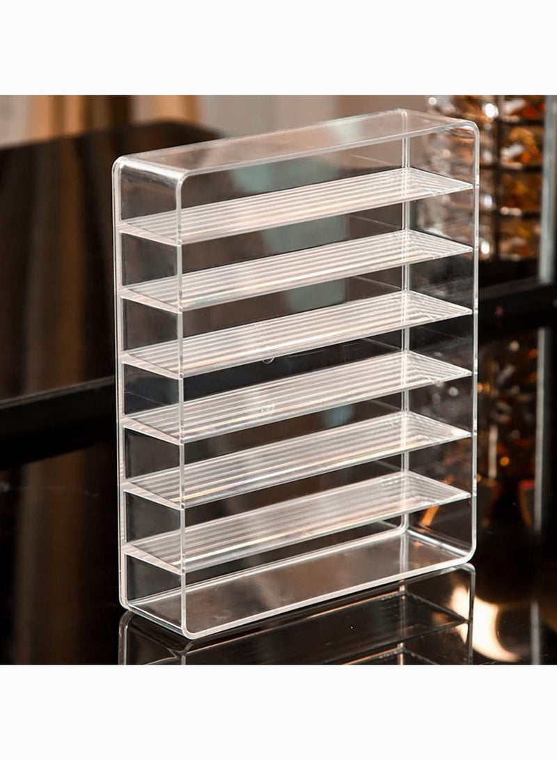 Bluejw Acrylic Eyeshadow Palette Makeup Organizer 7 Section Divided Vanity Organize Holder for Drawer and Bathroom Counte Modern Cosmetics Storage, Desktop Transparent Shelf (7.5"x6.3"x1.8") - Image 5