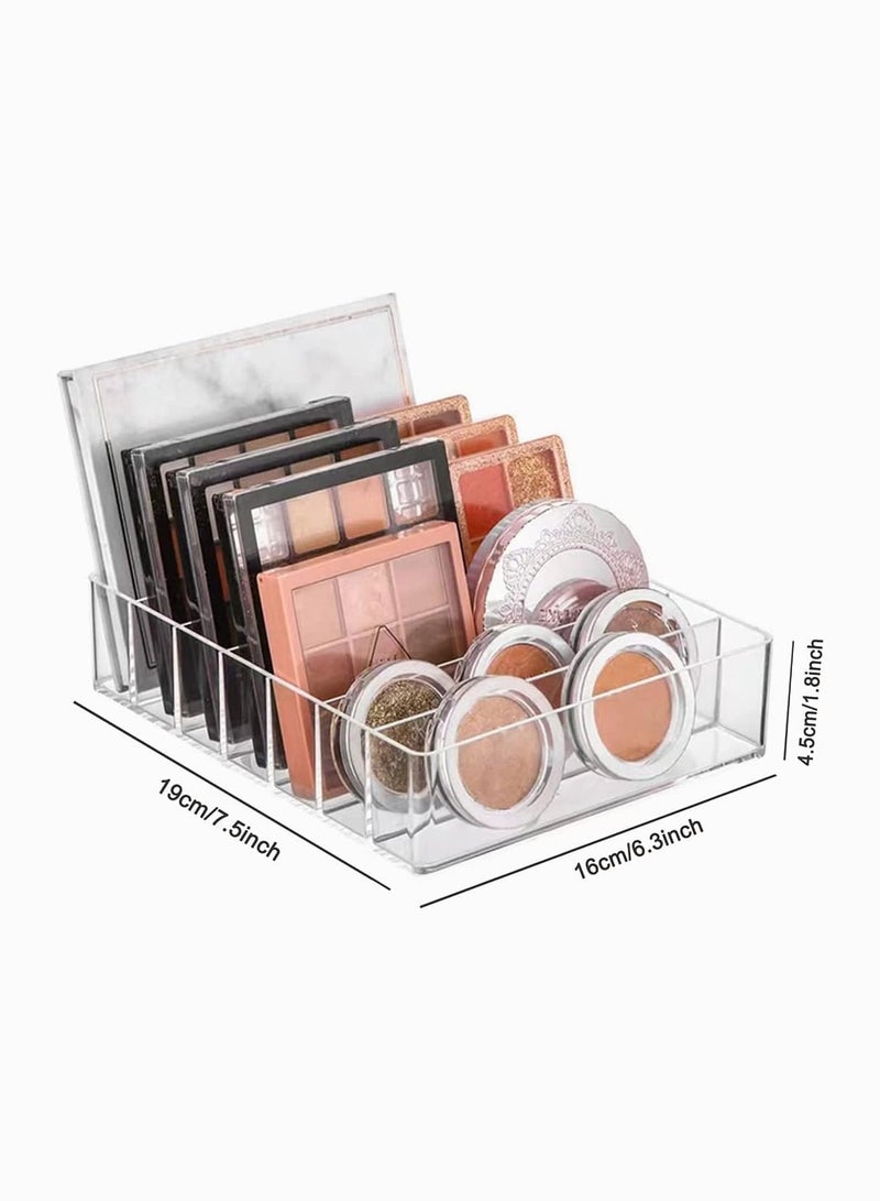 Bluejw Acrylic Eyeshadow Palette Makeup Organizer 7 Section Divided Vanity Organize Holder for Drawer and Bathroom Counte Modern Cosmetics Storage, Desktop Transparent Shelf (7.5"x6.3"x1.8") - Image 4
