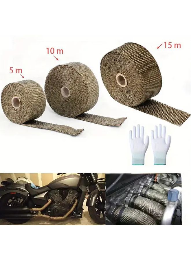 Fiberglass Motorcycle Exhaust Wrap 196.85 Inch Heat Shield Tape Thermal Protection - Image 1