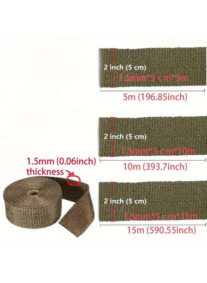 Fiberglass Motorcycle Exhaust Wrap 196.85 Inch Heat Shield Tape Thermal Protection - Image 2