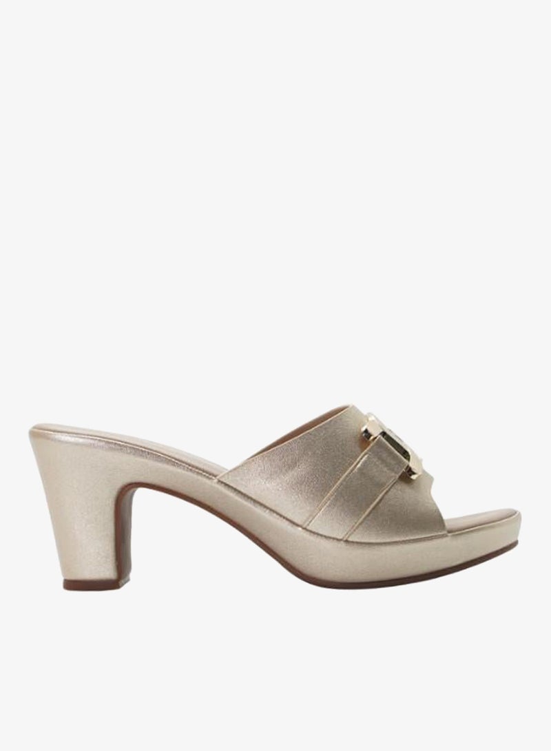 ميشيل مورجان 092-3094 Michelle Morgan Ladies Mid Heel Sandals11-106A Gold - Image 1