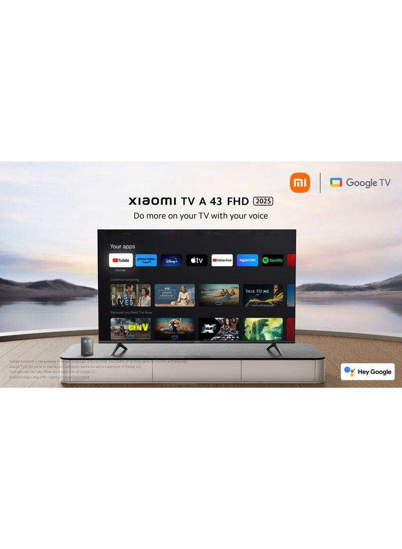 Xiaomi TV A 43" 2025 | Google TV | FHD Display | Dolby Audio, DTS-X, And DTS Virtual:X | Premium bezel-less Design | 360° Bluetooth Remote Control L43MA-AFME Black - Image 4