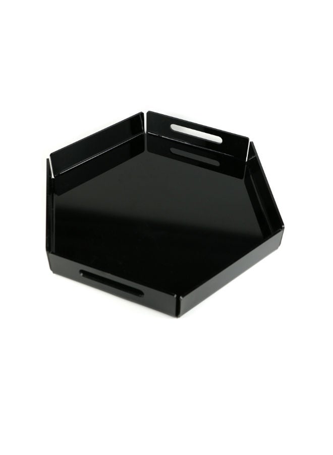 Lamsit Ibdaa LAMSIT IBDAA Hexagon Acrylic Tray | Decorative Tray | Jewellery Tray | Acrylic Platter | Coffee Tray | Acrylic Serve ware | Serving Platter - Black  - Image 2
