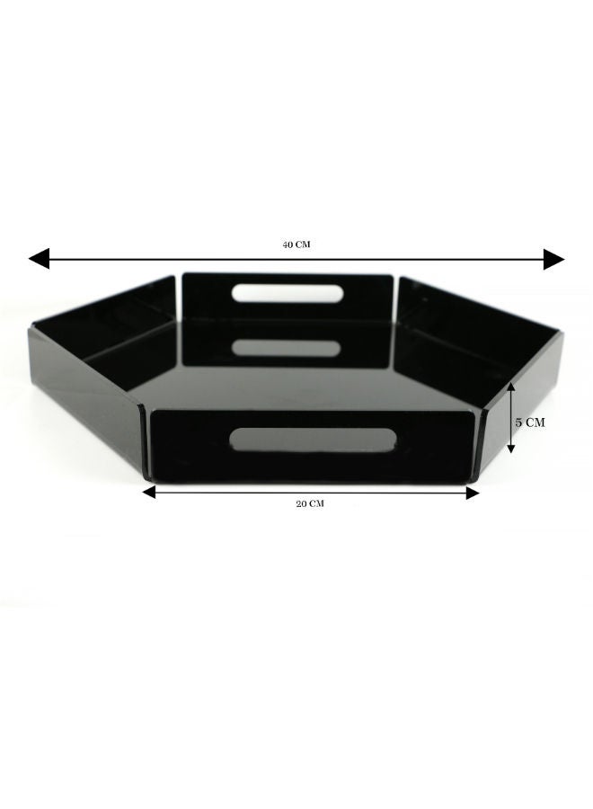Lamsit Ibdaa LAMSIT IBDAA Hexagon Acrylic Tray | Decorative Tray | Jewellery Tray | Acrylic Platter | Coffee Tray | Acrylic Serve ware | Serving Platter - Black  - Image 3