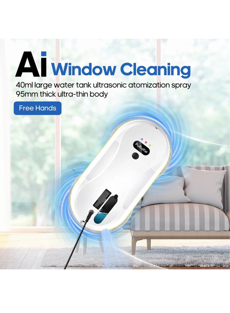 Household window automatic water spray cleaning robot vacuum cleaner remote control electric window wiper household glass wiper - Image 3