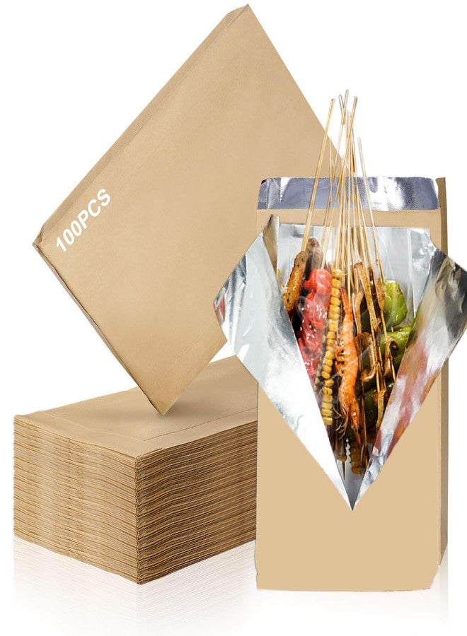 Elfzone Paper Lunch Bags - Lunch Paper Bags,Aluminium Foil Lined Storage Temperature, Perfect for Sandwiches,BBQ,Hot Dog,for Picnic 100 pcs - Image 1