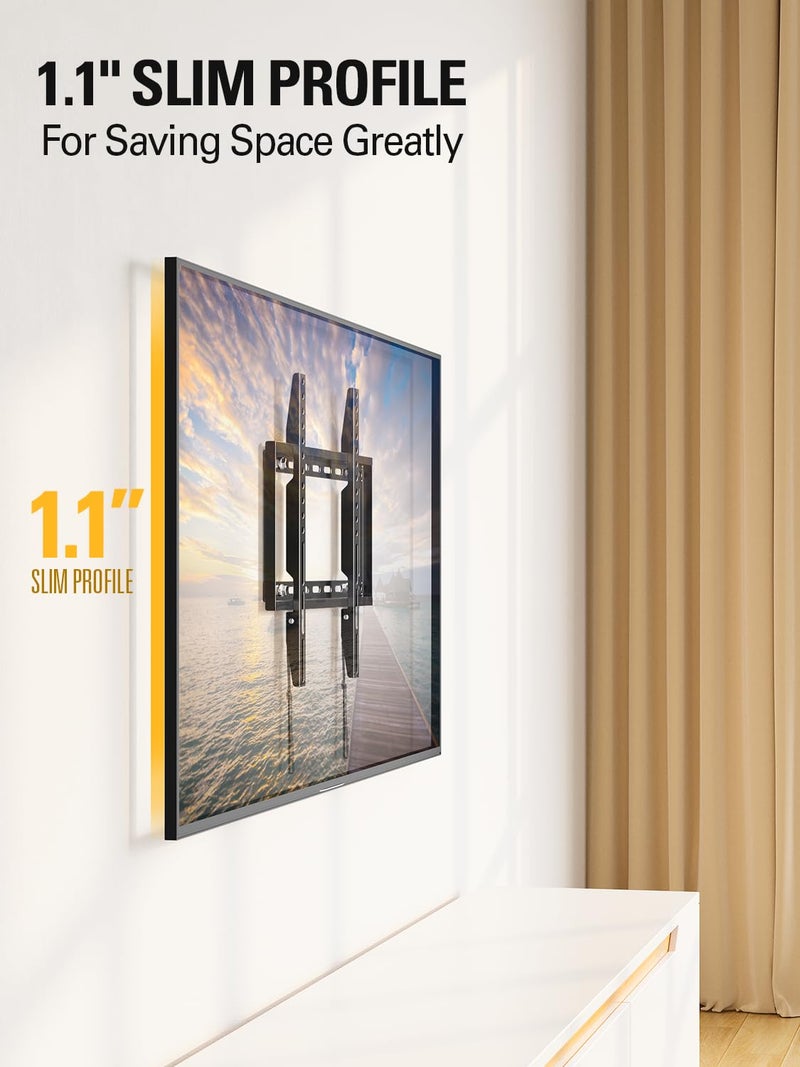 Mounting Dream حامل تلفاز Mounting Dream ثابت لمعظم تلفزيونات LED و LCD و Plasma من 26-60 بوصة، حامل تلفاز جداري بقدرة تحميل تصل إلى VESA 400x400mm و 100 رطل، تصميم منخفض وموفر للمساحة MD2361-K - Image 2