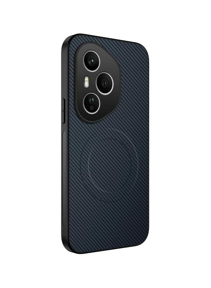 General Magnetic Case Compatible Honor 400 Pro 5G [Support Wireless Charging] Leather Case Carbon Fiber Texture Shockproof Protective Back Cover 