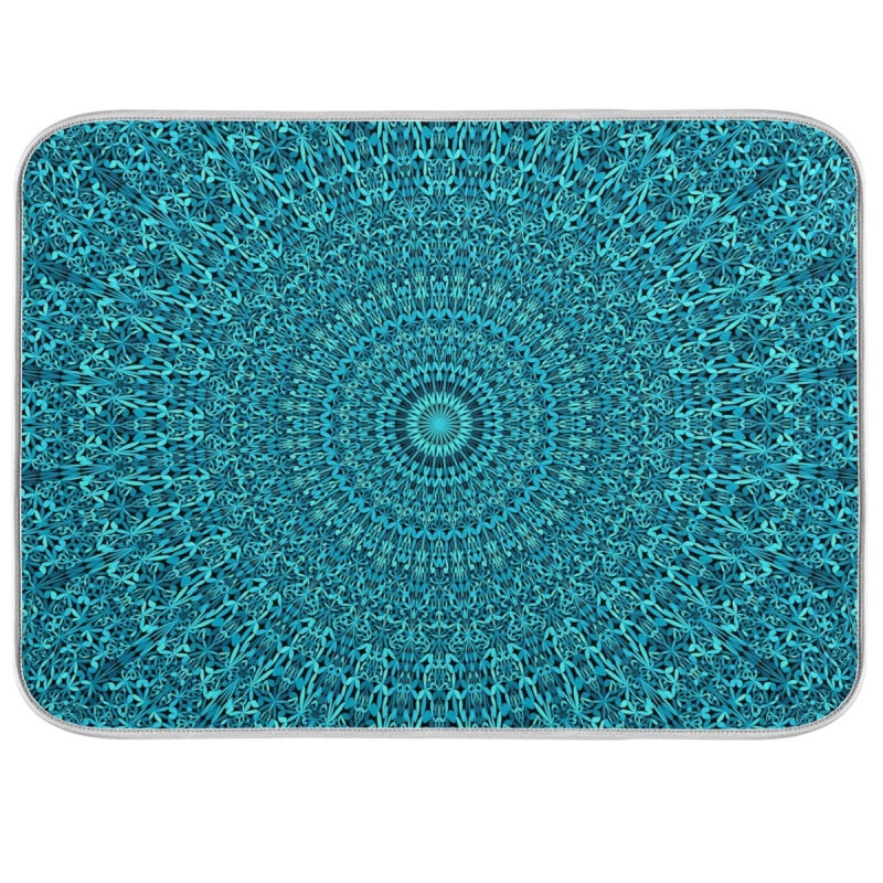 Super Absorbent Dish Drying Mat Microfiber FastDrying Dish Mat 16 x 18 Kitchen Dish Drying Pad Mandala Turquoise Teal Blue Green