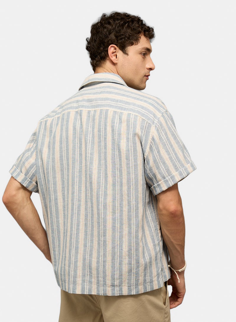 American Eagle AE Relaxed Fit Linen-Blend Camp Collar Shirt - Image 4