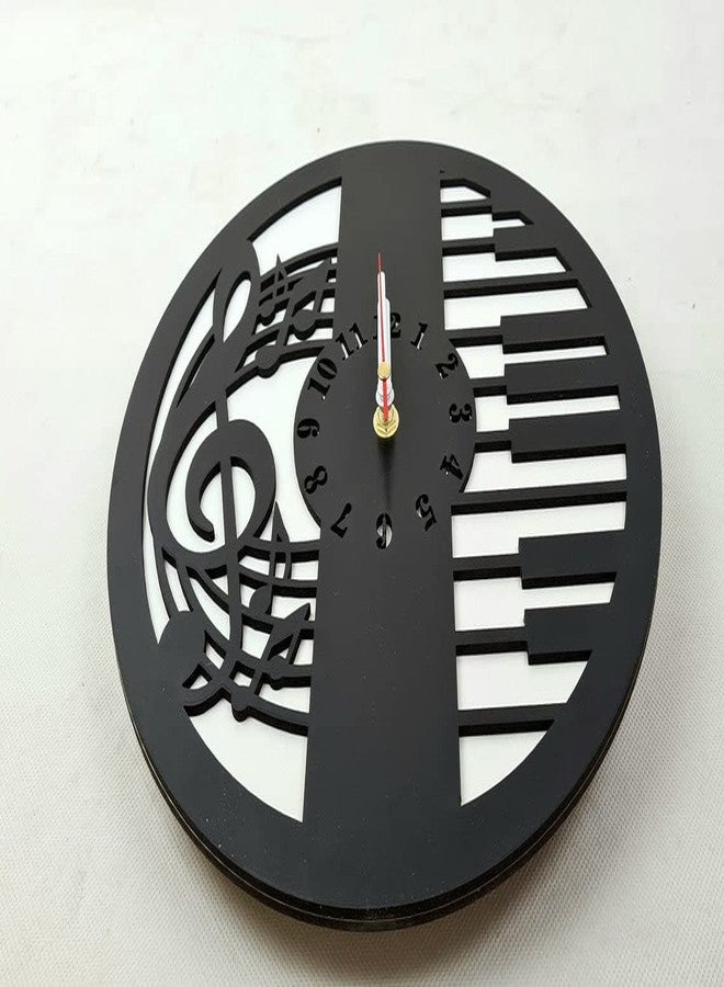 NABSTER Wooden Music Lovers Piano Wall Clock for Musicians Composer Singer Made Russian Birch Wood, Modern Design for Gifting, Office, Home, Living Room Decor (12 inch) (Black White) - Image 4