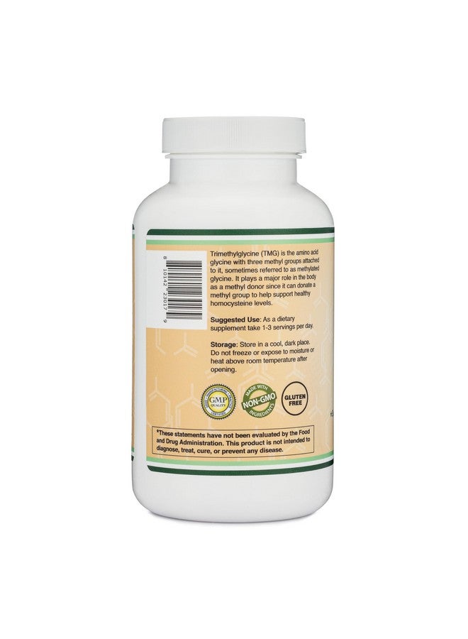Double Wood Supplements TMG Trimethylglycine Supplement 1,000mg Per Serving, 180 Capsules (TMG Supplements for Homocysteine Control) Genuine TMG with Fishy Smell, Gluten Free, Non-GMO - Image 3