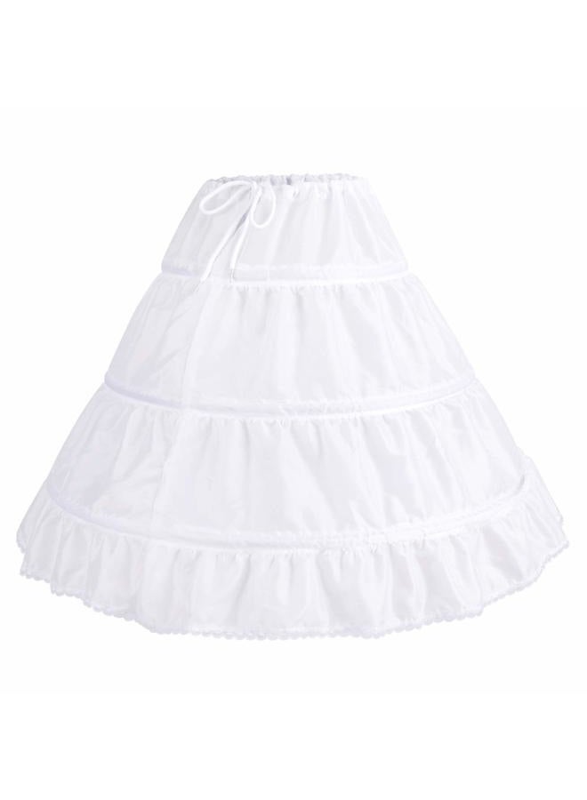 ABAFIP Girls 3 Hoops Petticoat Underskirt Crinoline Skirt Flower Girl Crinoline Slips Drawstring Petticoat for Evening Dresses Wedding Formal Ball Gown, 3-14 Years White 8-14 Years, White, 8-14 Years - Image 3