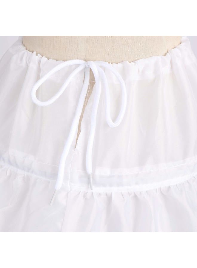 ABAFIP Girls 3 Hoops Petticoat Underskirt Crinoline Skirt Flower Girl Crinoline Slips Drawstring Petticoat for Evening Dresses Wedding Formal Ball Gown, 3-14 Years White 8-14 Years, White, 8-14 Years - Image 4