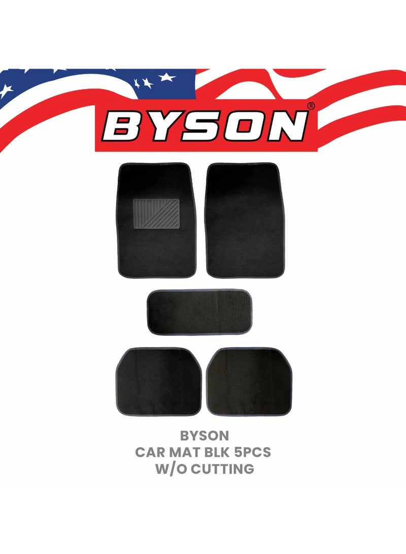 BYSON Durable Waterproof Car Floor Mats 5 Piece Set - Universal Fit for Sedan and SUV, Non-Slip Auto Interior Protection, Easy to Clean, Soft Comfortable Foot Mats Without Cutting (Black) - Image 1
