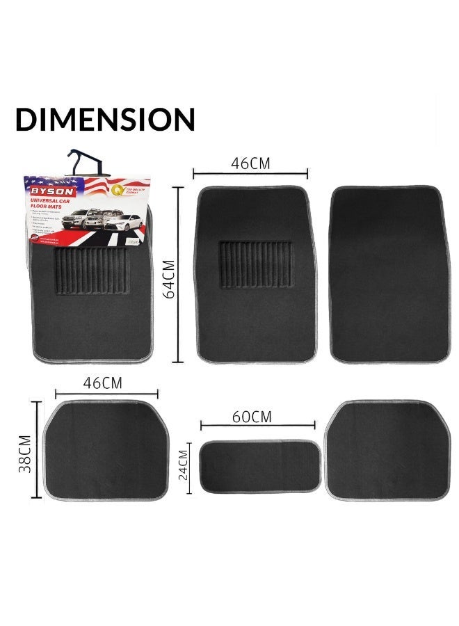 BYSON Durable Waterproof Car Floor Mats 5 Piece Set - Universal Fit for Sedan and SUV, Non-Slip Auto Interior Protection, Easy to Clean, Soft Comfortable Foot Mats Without Cutting (Black) - Image 5