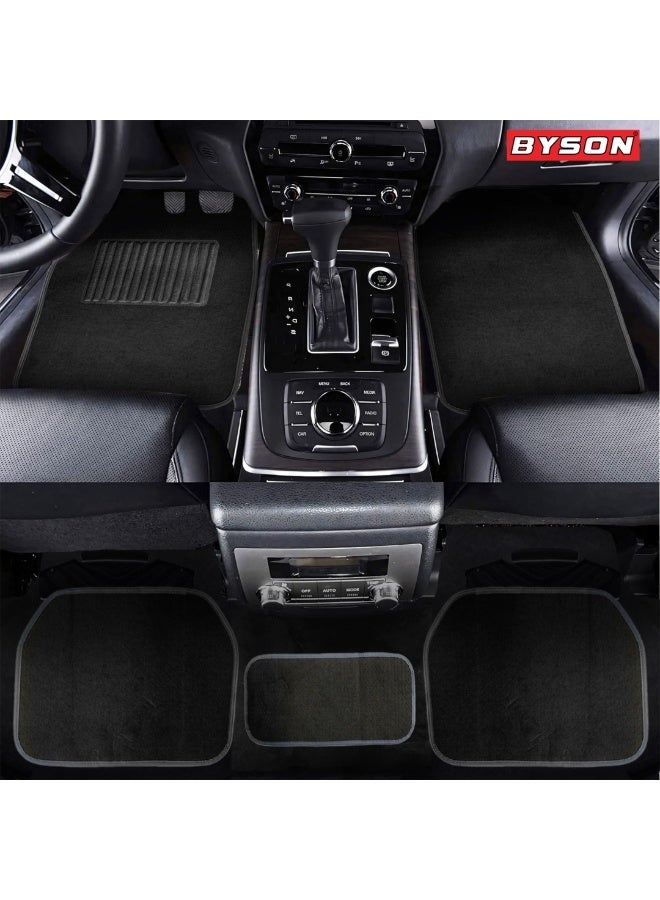 BYSON Durable Waterproof Car Floor Mats 5 Piece Set - Universal Fit for Sedan and SUV, Non-Slip Auto Interior Protection, Easy to Clean, Soft Comfortable Foot Mats Without Cutting (Black) - Image 2