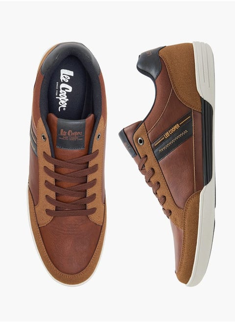 Men's Panelled Sneakers with Lace-Up Closure