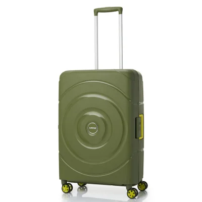 AMERICAN TOURISTER Circurity Suitcase, Check-In Size 68 cm / 25 inch, 4 Spinner Wheels, Hard Top, Polypropylene, Olive|Scratch & Impact Resistant Material|Lightweight|XtraSecu™ 3 Point Locking System|TSA Lock - 3 Years International Warranty