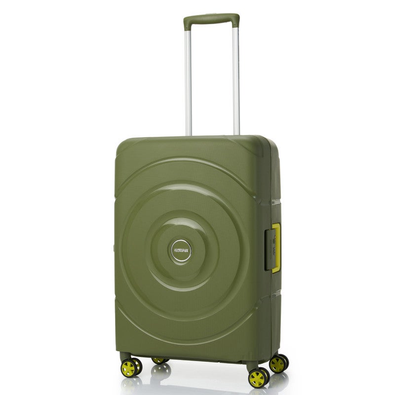 AMERICAN TOURISTER Circurity Suitcase, Check-In Size 68 cm / 25 inch, 4 Spinner Wheels, Hard Top, Polypropylene, Olive|Scratch & Impact Resistant Material|Lightweight|XtraSecu™ 3 Point Locking System|TSA Lock - 3 Years International Warranty - Image 1
