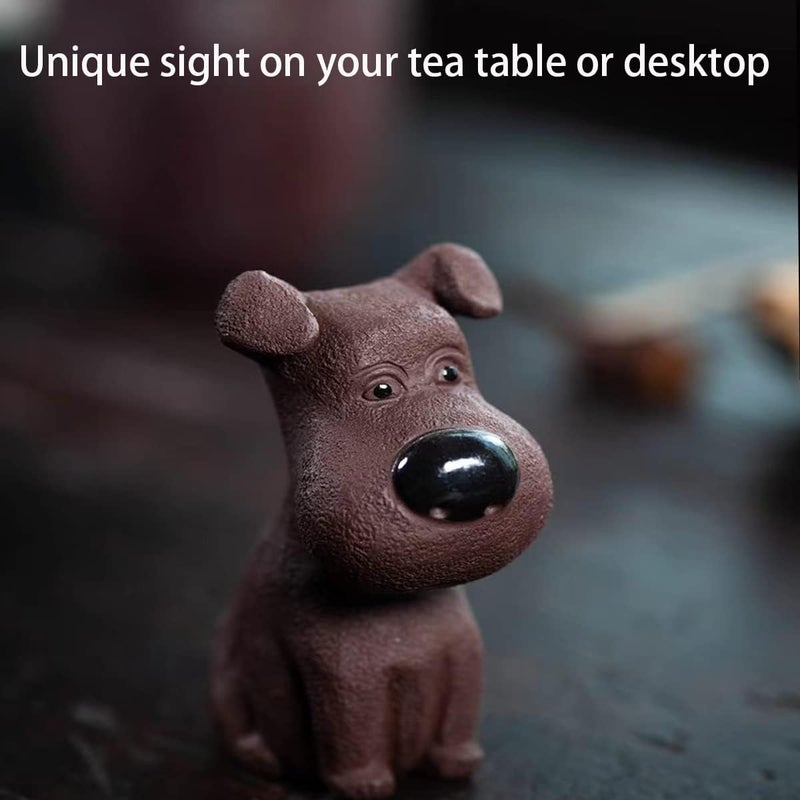 EAEDMY Year round in stock Purple Sand Tea Pet Angry Cat Bat Tortoise Puppy Figurine, Cute Kungfu Tea Pet Gift for Tea Lover Friend, Tea Table Desk Tearoom Home Decoration Ornament (2.Cute Puppy) Globally selected raw material - Image 2