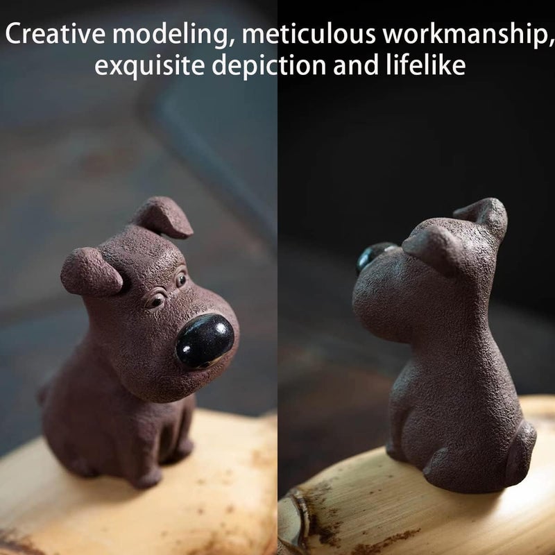 EAEDMY Year round in stock Purple Sand Tea Pet Angry Cat Bat Tortoise Puppy Figurine, Cute Kungfu Tea Pet Gift for Tea Lover Friend, Tea Table Desk Tearoom Home Decoration Ornament (2.Cute Puppy) Globally selected raw material - Image 1